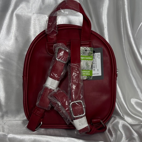 Badgley Mischka Red Quilted Backpack with Silver Studs - Picture 2 of 4